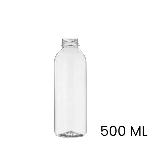 Sap & smoothie fles met dop, rond, 500 ml, inclusief dop, leeg, pet, onbedrukt