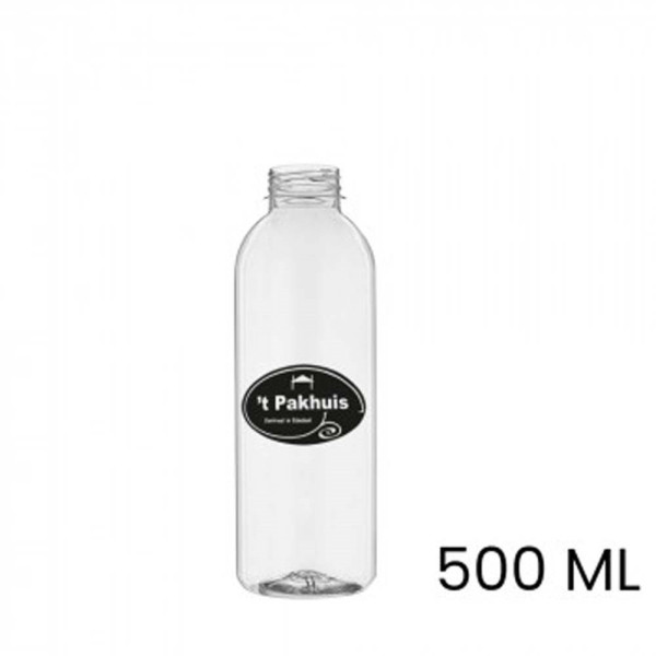 Sap & smoothie fles, bedrukt, rond, 500 ml, inclusief dop, leeg, pet
