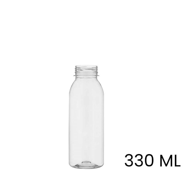 Sap & smoothie fles met dop, rond, 330 ml, inclusief dop, leeg, pet, onbedrukt
