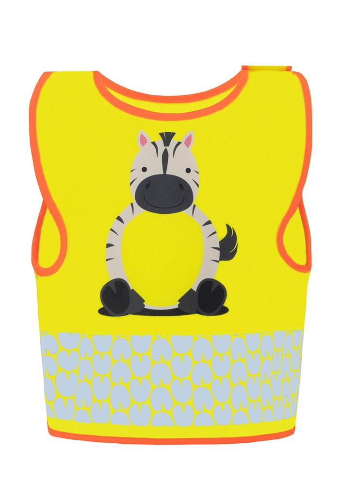 Children's Safety Vest Funtastic Wildlife - Zebra Yellow